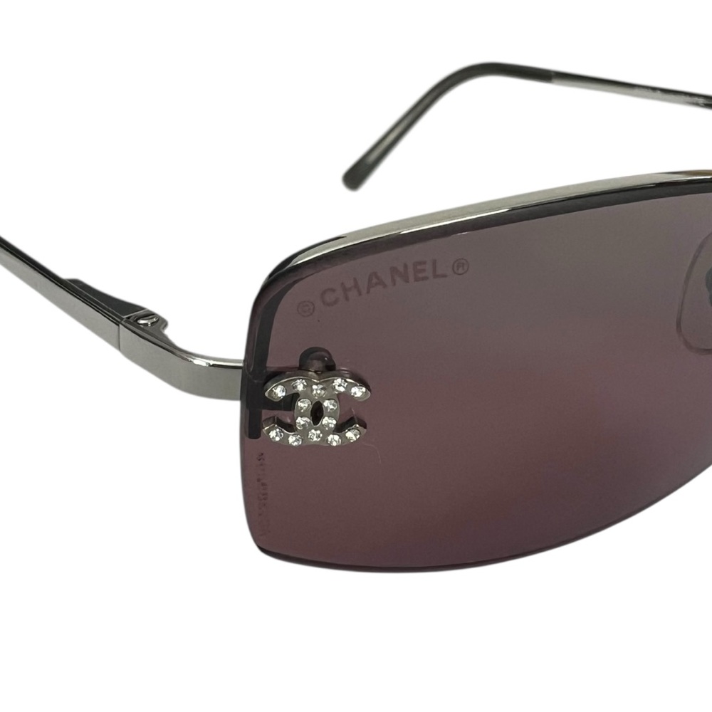 Chanel CC Logo Rhinestone Rimless Sunglasses - Picture 5 of 10